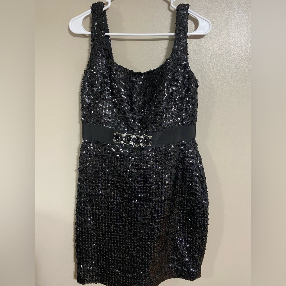 Marchesa Notte Black Sequin Cocktail Dress Size 8